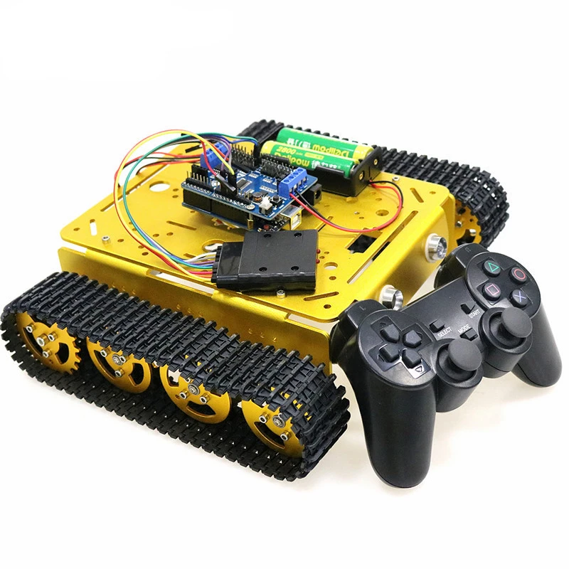 Wireless PS2 Handle Control T200 Metal Smart Rc Robot Tank Chassis Kit With 2pcs High Torque DC Motor 5KG Load DIY For Arduino | Игрушки и
