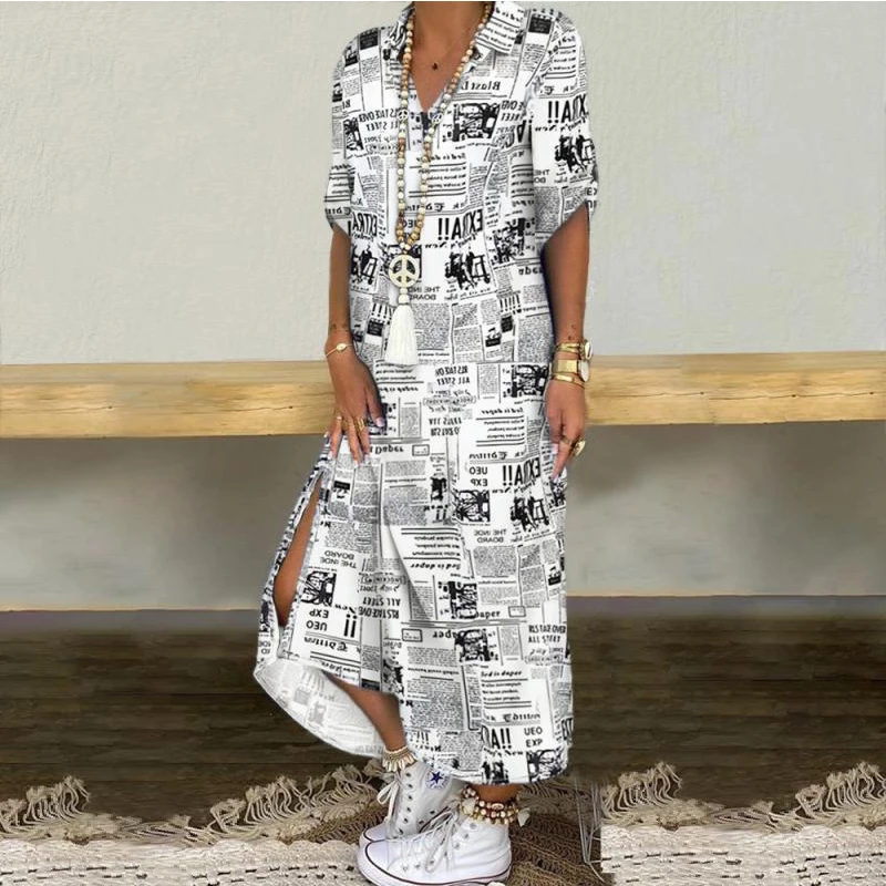 Повседневное женское платье макси в народном стиле летнее Свободное длинное с