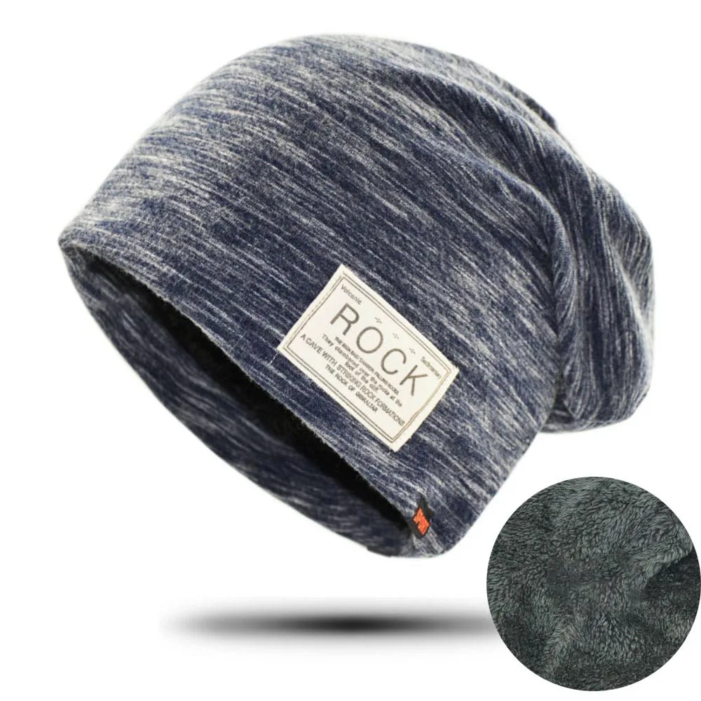 

New Women And Men ROCK Cloth Mark Hat Plus Cashmere Winter Hat For Women Fashion Warm Beanie Sports Winter Caps