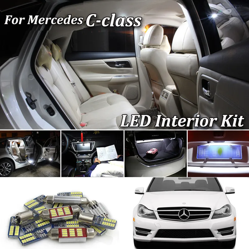 Для Mercedes C class W202 W203 W204 S202 S203 S204 C204(1993-) светодиодный комплект внутреннего освещения без ошибок SMD светодиодный Белый