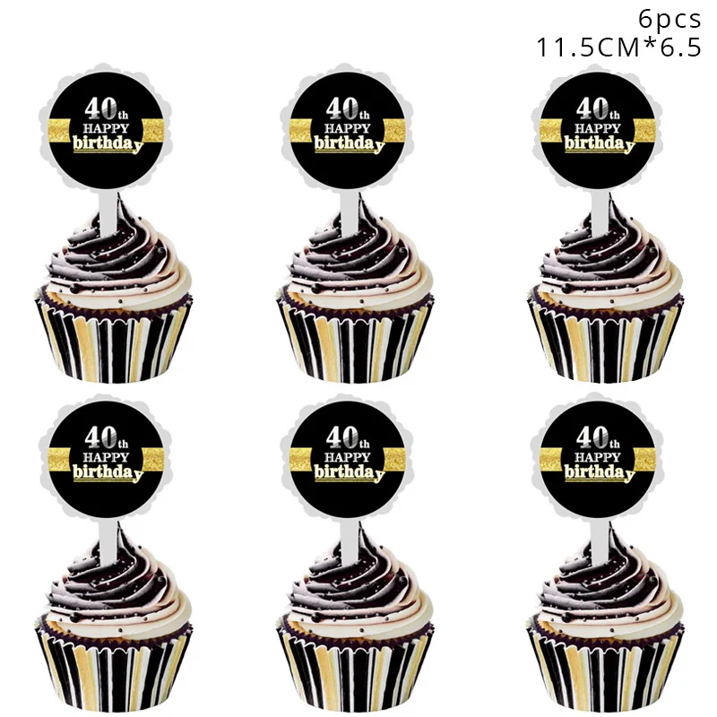 6pcs toppers 40th 30/40/50th декорации с днем рождения взрослых латексные золотистые воздушные шары с украшением в виде кристаллов короны с головными повязками 30th лет предметы декора для вечеринок и дней рождения - Цвет: 6pcs toppers 40th