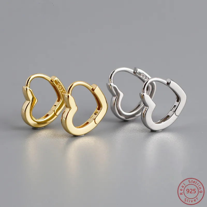 

JuneLeaf Cute Fashion Real 925 Sterling Silver Minimalist Love Heart Stud Earrings For Women Fine Jewelry Accessories Gift