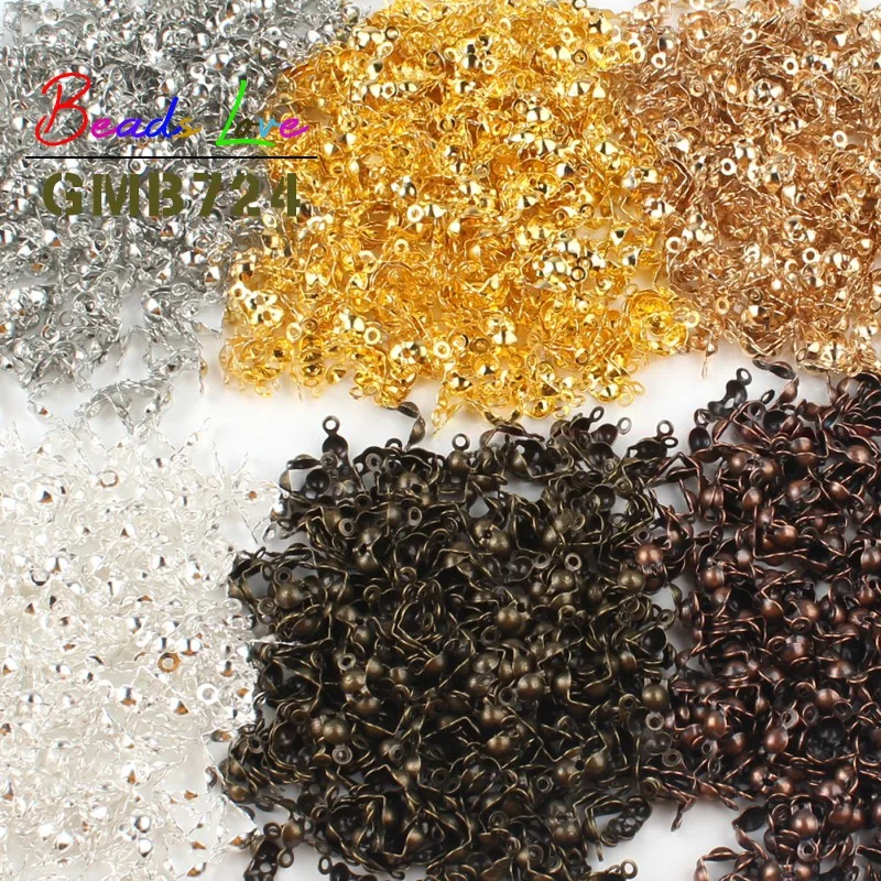 200 шт./лот 7*4 мм золото шариковая цепь Разъем застежками скуфейки Конец Crimps Бисер