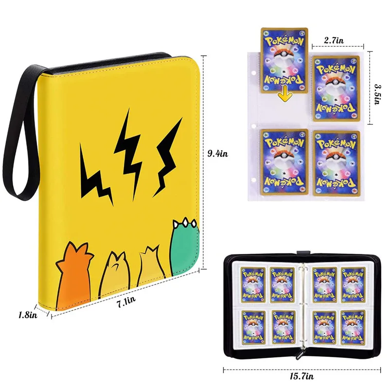 Caja de almacenamiento de tarjetas de Pok&eacute;mon, caja de almacenamiento de &aacute;lbum de juegos con juguetes coleccionables, regalo, 50 p&aacute;ginas interiores, Anime, 400 juego de Pokemon-1