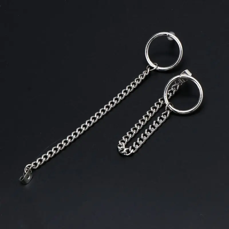 Асимметричные серьги-подвески с кисточками на цепочке корейские ювелирные