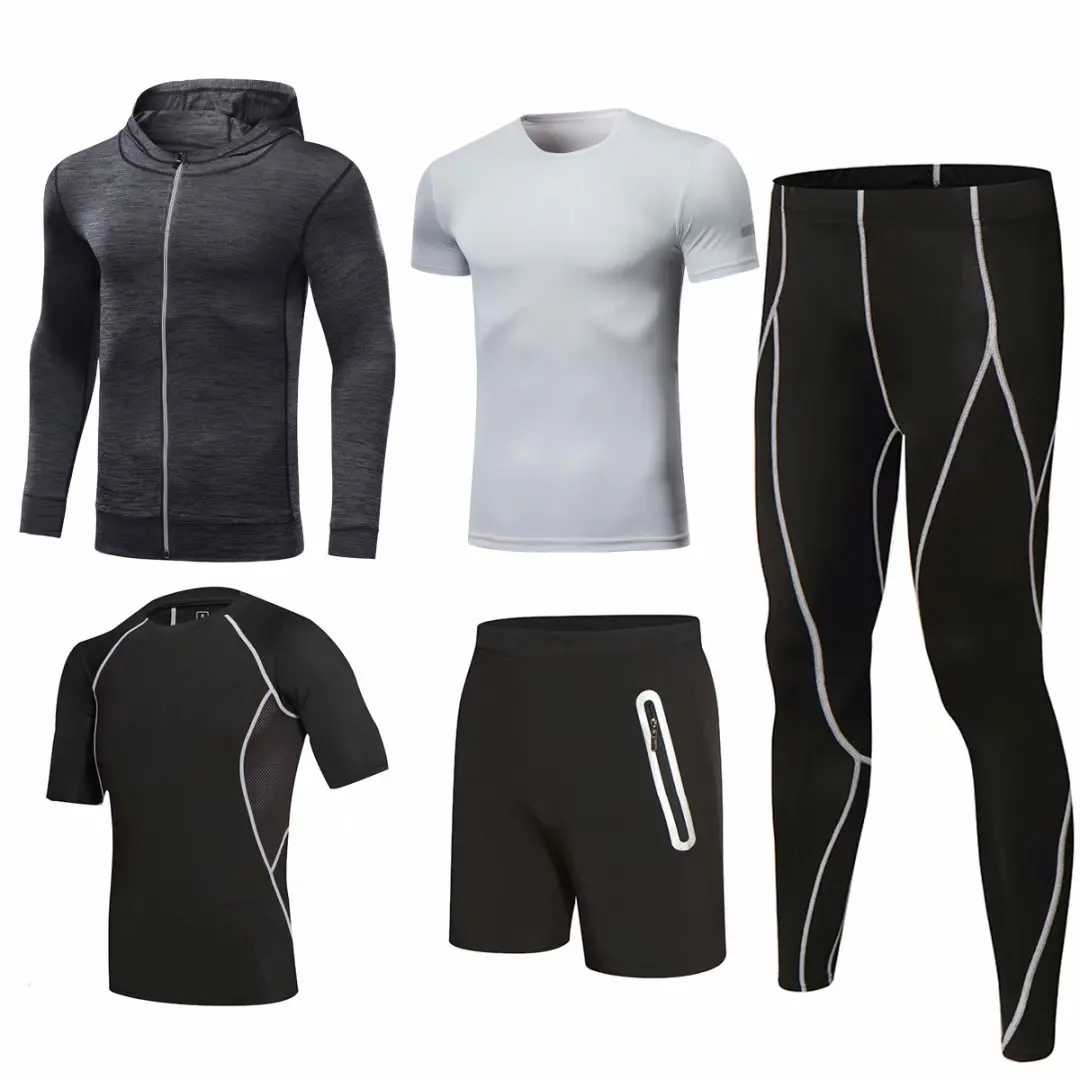 

New lightning thermal underwear for men winter clothing compression underwear heat long johns tight fitness 5 piece jogging suit