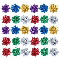100pcs reflective gift pull bows self adhesive gift wrap bow laser reflective star flower 3 inch festival suppliesrandom color