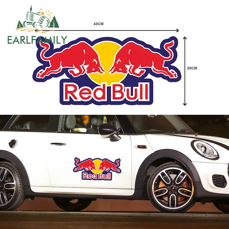 43cm x 20cm EARLFAMILY 58 см x 27 см забавные большие наклейки на автомобиль для Red of BUll графика водонепроницаемый автомобильный протектор двери наклейки багажник капот Декор - Название цвета: 43cm x 20cm