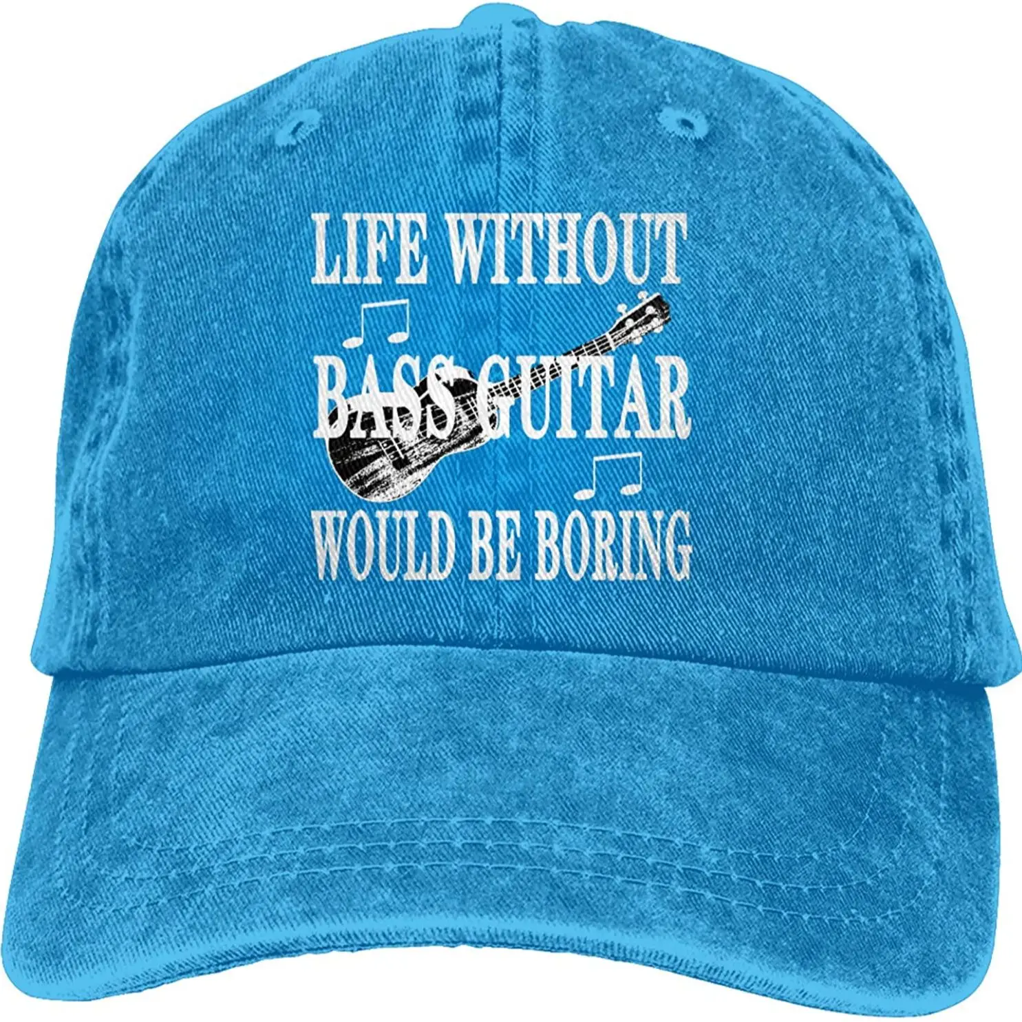 

Life Without Bass Guitar Would Be Boring Sports Denim Cap Adjustable Unisex Plain Baseball Cowboy Snapback Hat