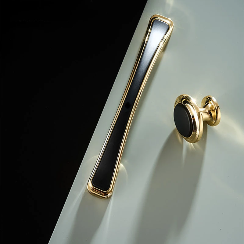 

Zinc Alloy Black Gold Cabinet Handles Pulls Light luxury Furniture Handle Fashion Nordic Style Kitchen