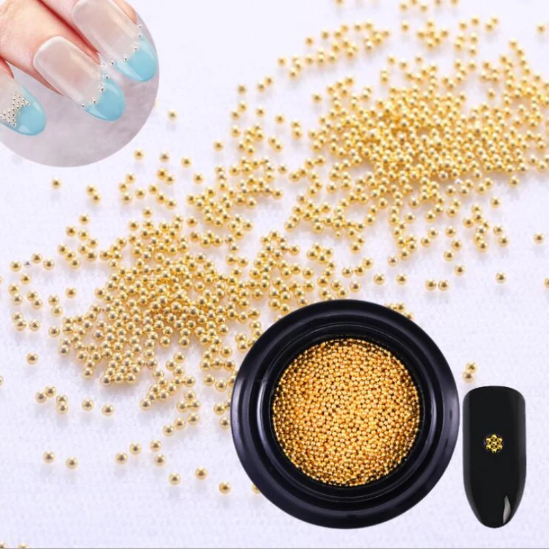 

Pro Nail Art Gold Silver Steel Ball 3D Nail Decoration Beads Manicure Nail Art Accessories Nail Beads Gold Silver Steel Ball