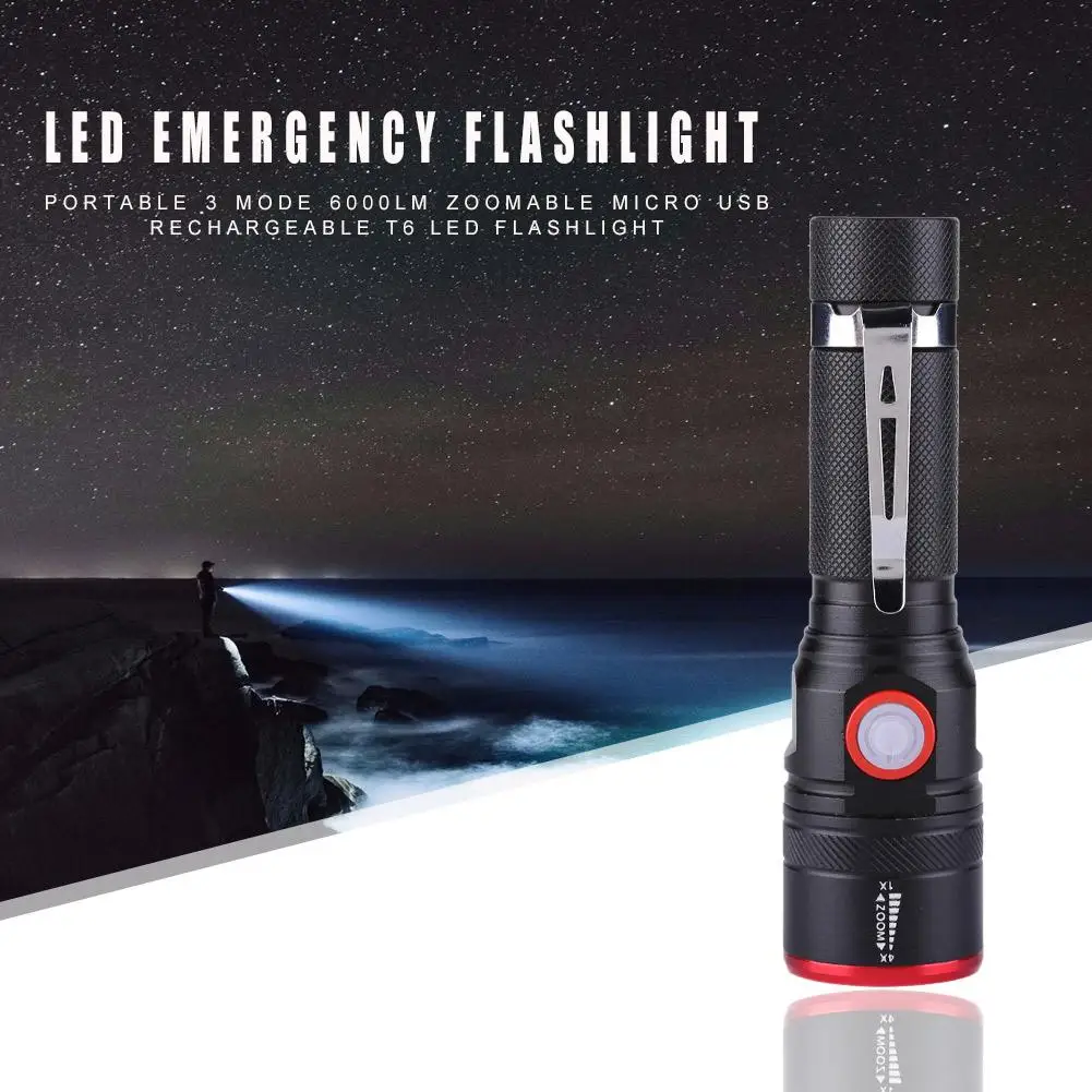 

USB Telescopic Zoomable T6 LED Flashlights Excellent Durable Aluminium Alloy Process Camping Fishing 3 Modes Flashlight