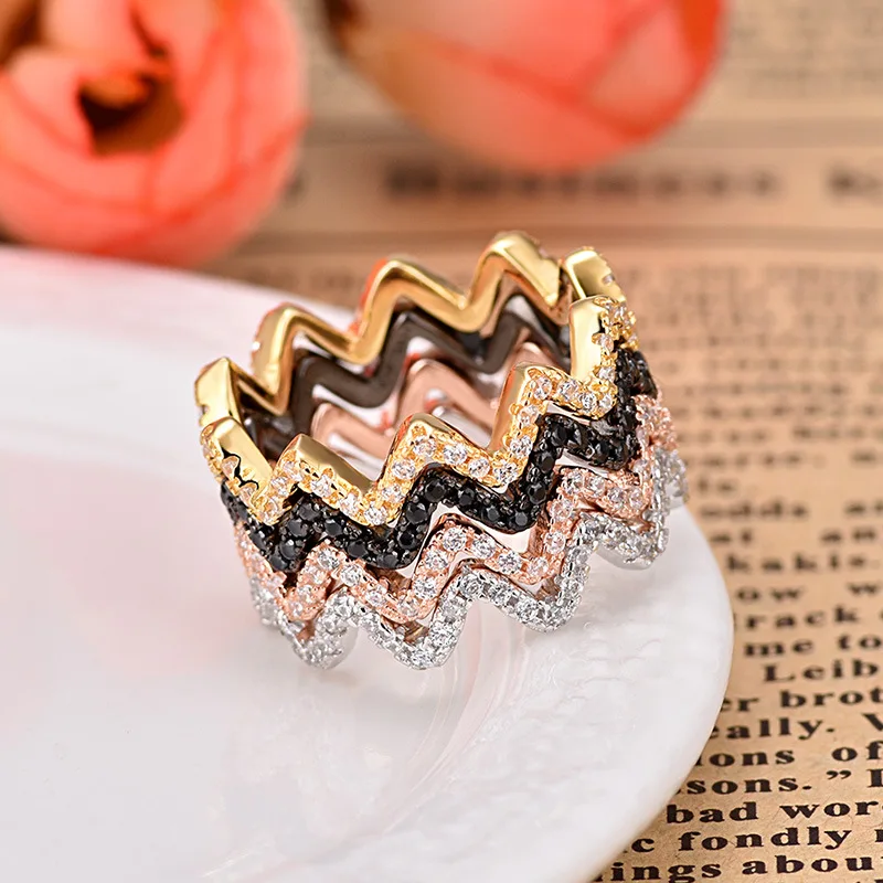 Ценные обещания волна женское кольцо моделирование классный простой циркон