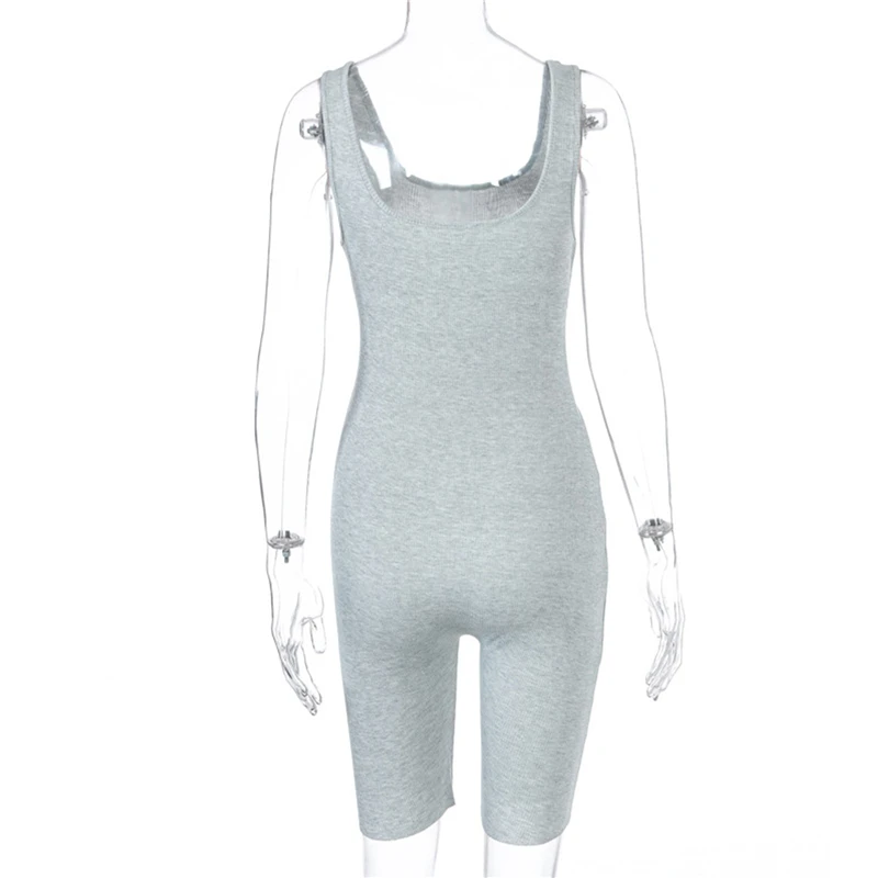 

Women Sexy Jumpsuits 2021 New Fashion Ladies Solid Color Ribbed Bodysuit Female Flexible Open Back Sleeveless Jumpsuit
