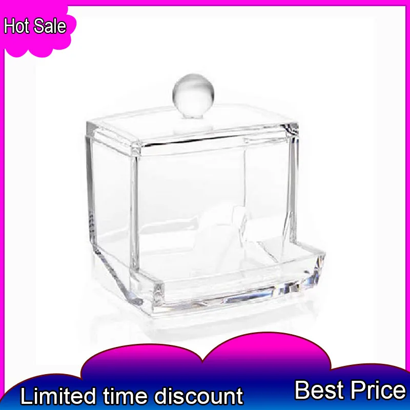 Прозрачный бокс для хранения ватных тампонов квадратный круглый пылезащитный