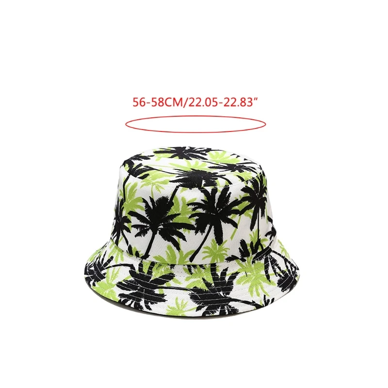 

Unisex Summer Tropical Leaves Print Bucket Hat Outdoor Wide Brim Sunscreen Hip Hop Foldable Cotton Panama Fisherman Cap