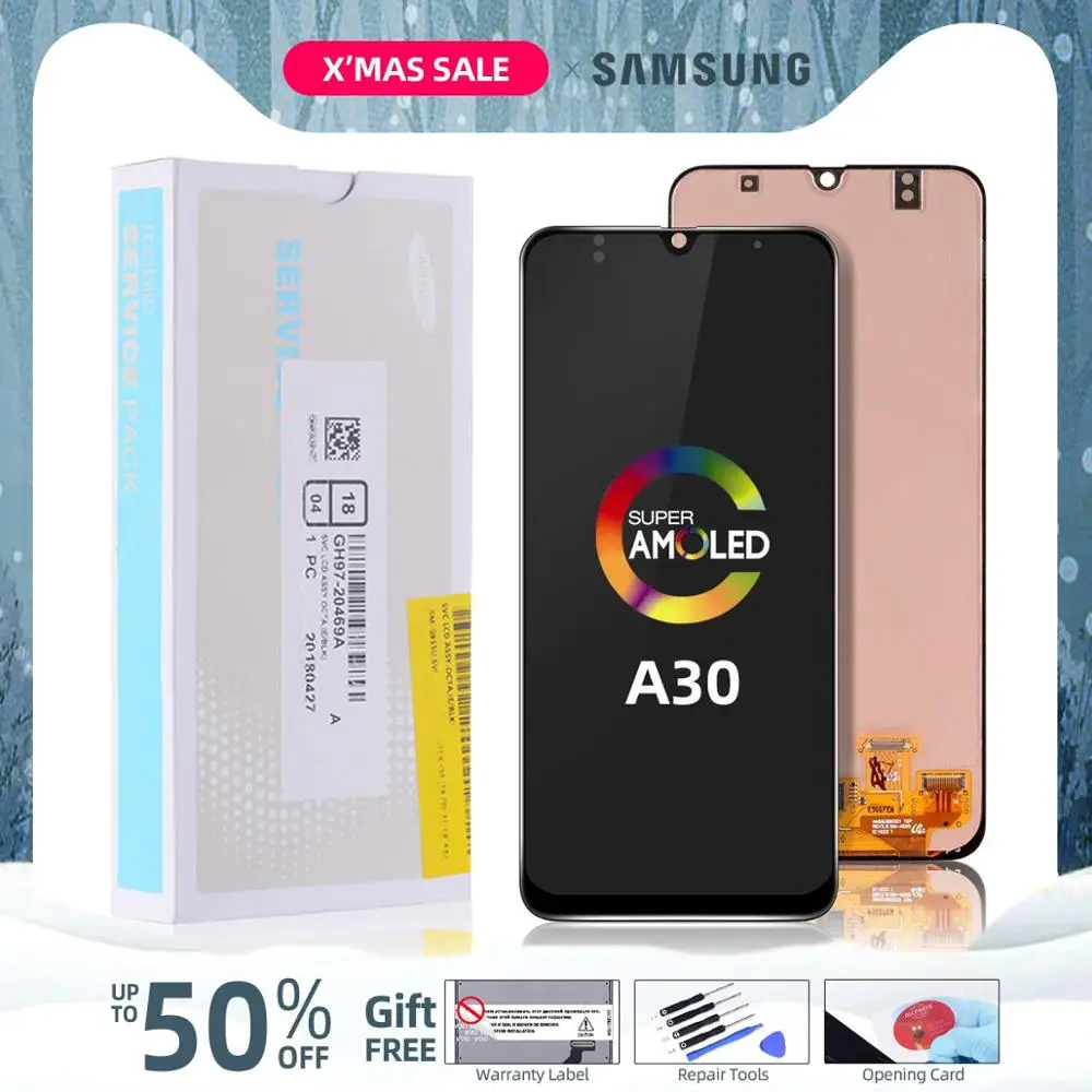 Супер AMOLED ЖК-дисплей для samsung GALAXY A30 A305/DS A305F A305FD A305A сенсорный экран дигитайзер в сборе для samsung A30 lcd