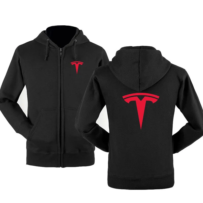 Осень зима Tesla логотип толстовка на молнии с капюшоном человек толстовки и