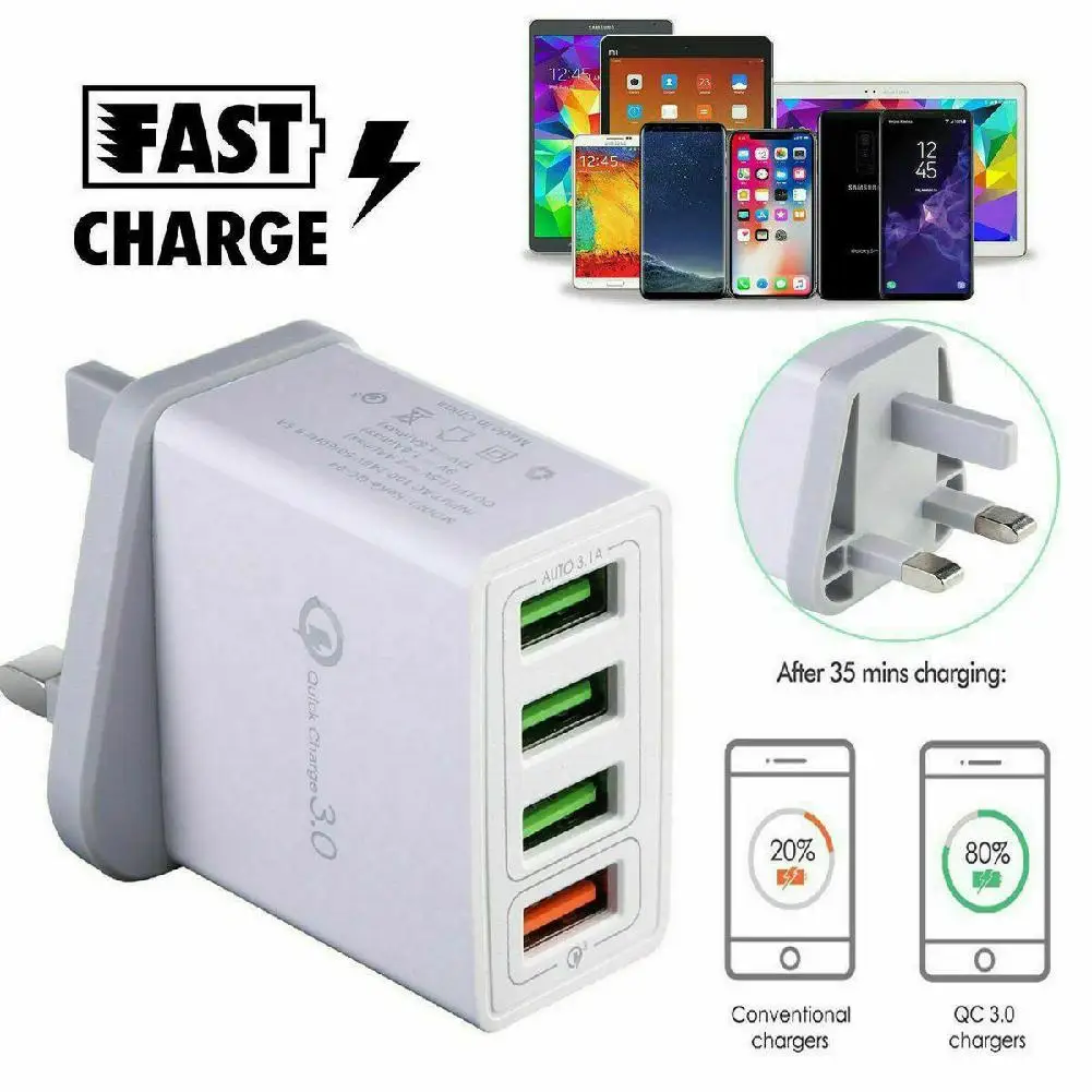 Сетевое зарядное устройство с 4 портами и USB QC 3 0|Зарядные устройства для