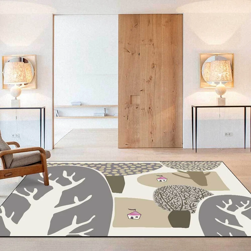 

Cartoon Forest Soft Shaggy Kids Play Tent Non-Slip Area Rugs Japanese Children Study Room Chair Carpet Bedroom Bedside Floor Mat