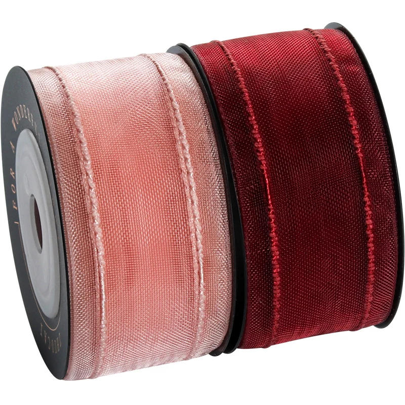 New Style Korean-Style Double-Line Ribbon Hair Accessories Band Bow Handmade DIY Gauze Flower Gift Packing | Дом и сад