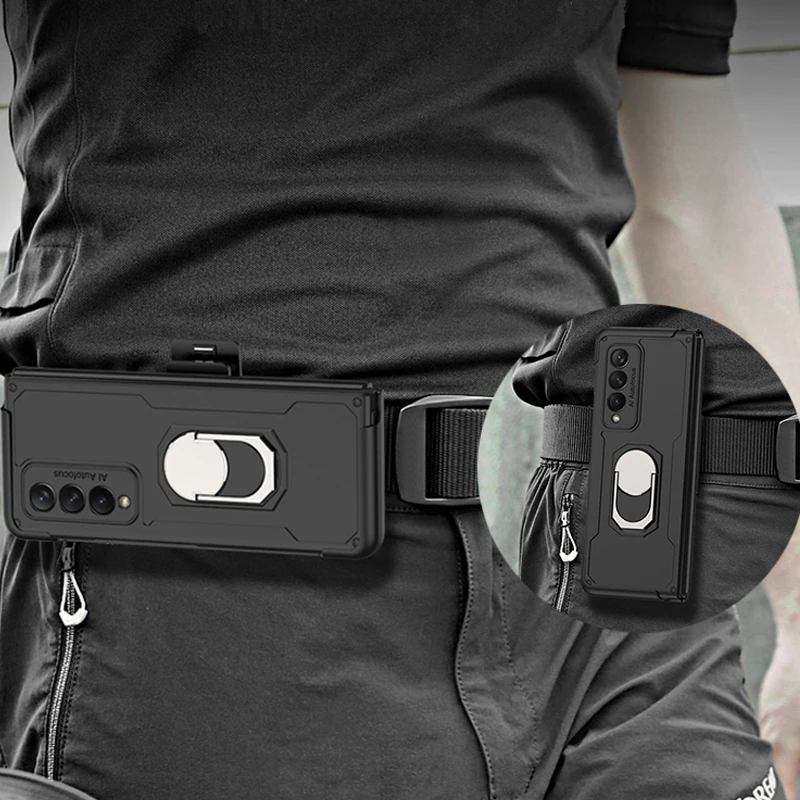 armor back clip protection phone case for samsung galaxy z fold 3 5g metal bracket hard plastic back cover for galaxy z fold 3 free global shipping
