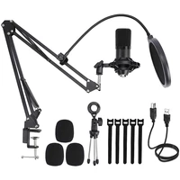 condenser microphone setfor computer podcast microphonesgameswith voice control chipsetadjustable scissor arm stand