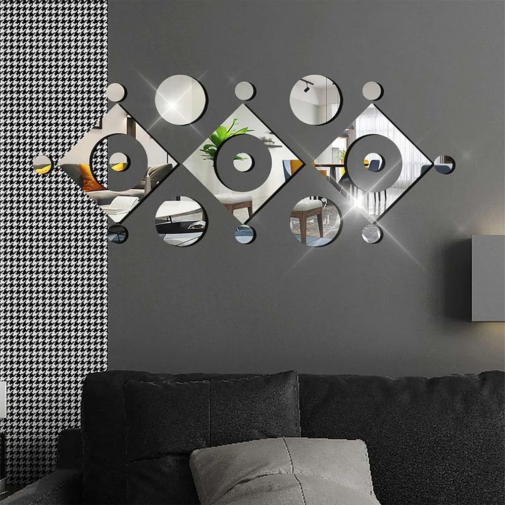 

18Pcs Acrylic Mirror Wall Sticker Square Self Adhesive Stick on DIY TV Background Room Stickers Bedroom Bathroom Decoration