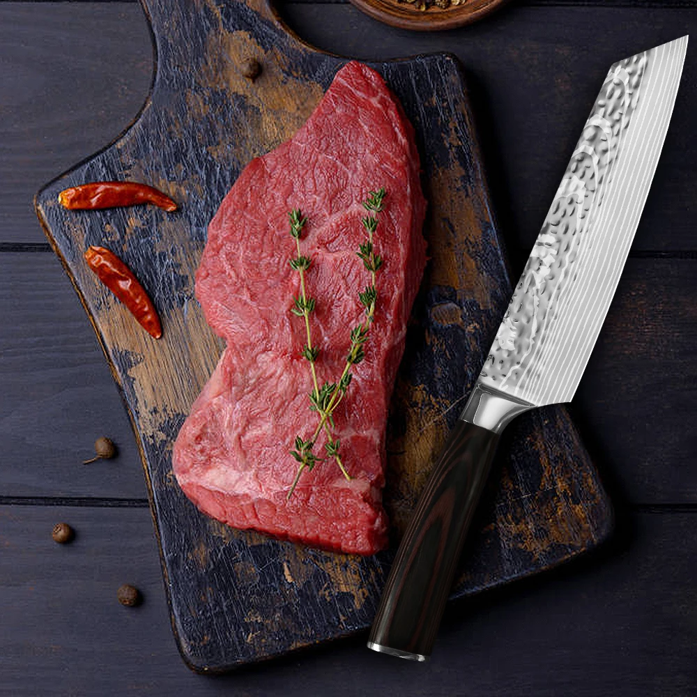 Damask Kitchen Knife 8 inch Forged Hammer Slicing 4cr13 Stainless Steel Japanese Knives Utility Cooking | Дом и сад
