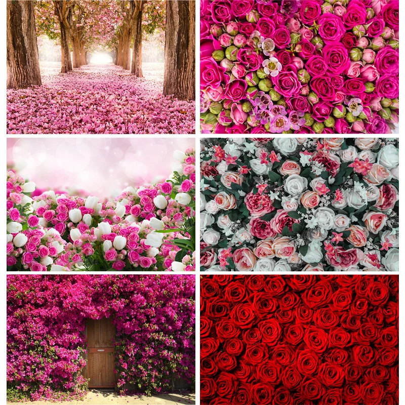 

SHENGYONGBAO Valentine's Day Rose Flower Photography Background Birthday Party Wedding Child Photo Backdrop Studio 210314RAI-01