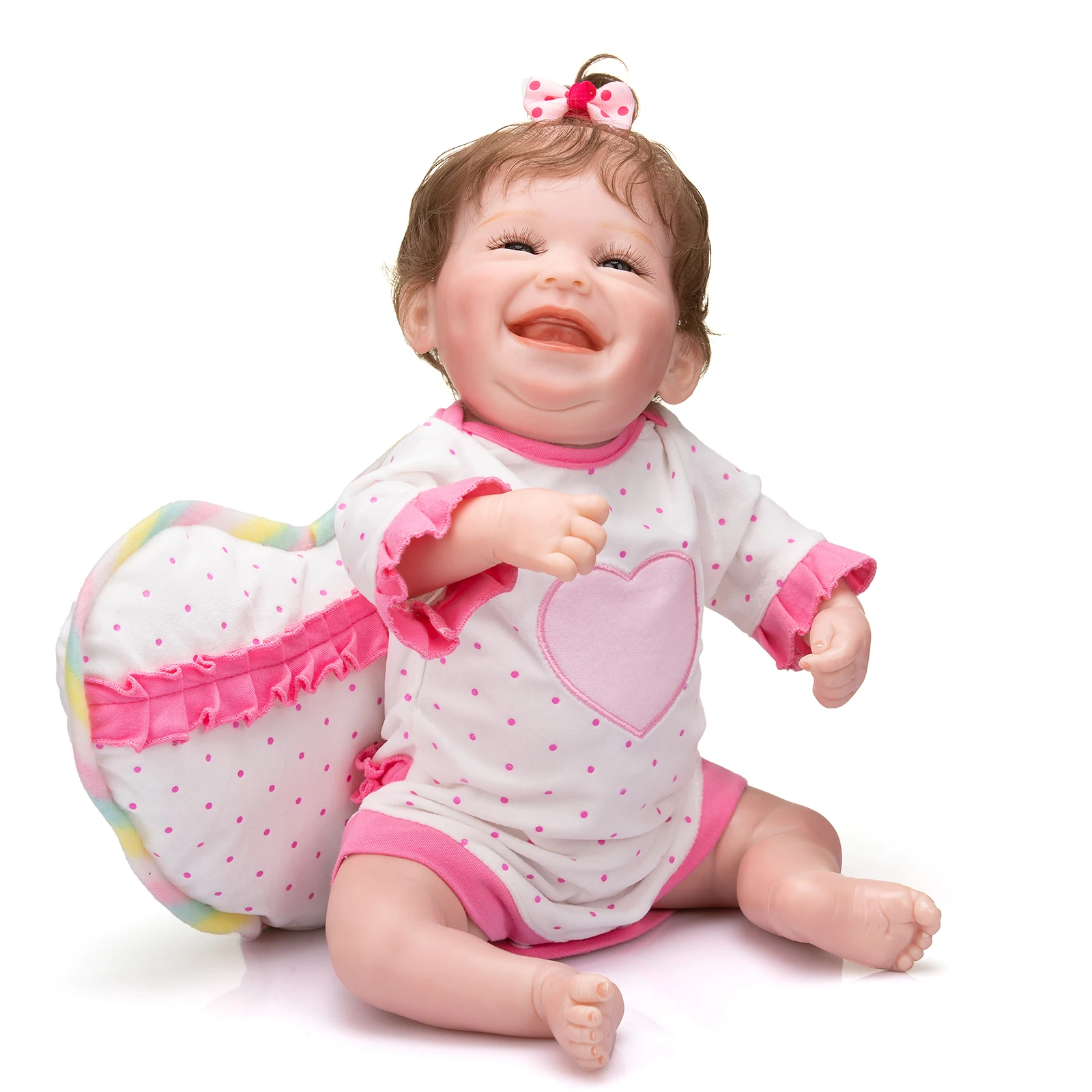

NPK 49 см Reborn baby bebe куклы реалистичные реального прикосновения всего тела силиконовые Новорожденные улыбающееся лицо счастливые куклы Рождес...