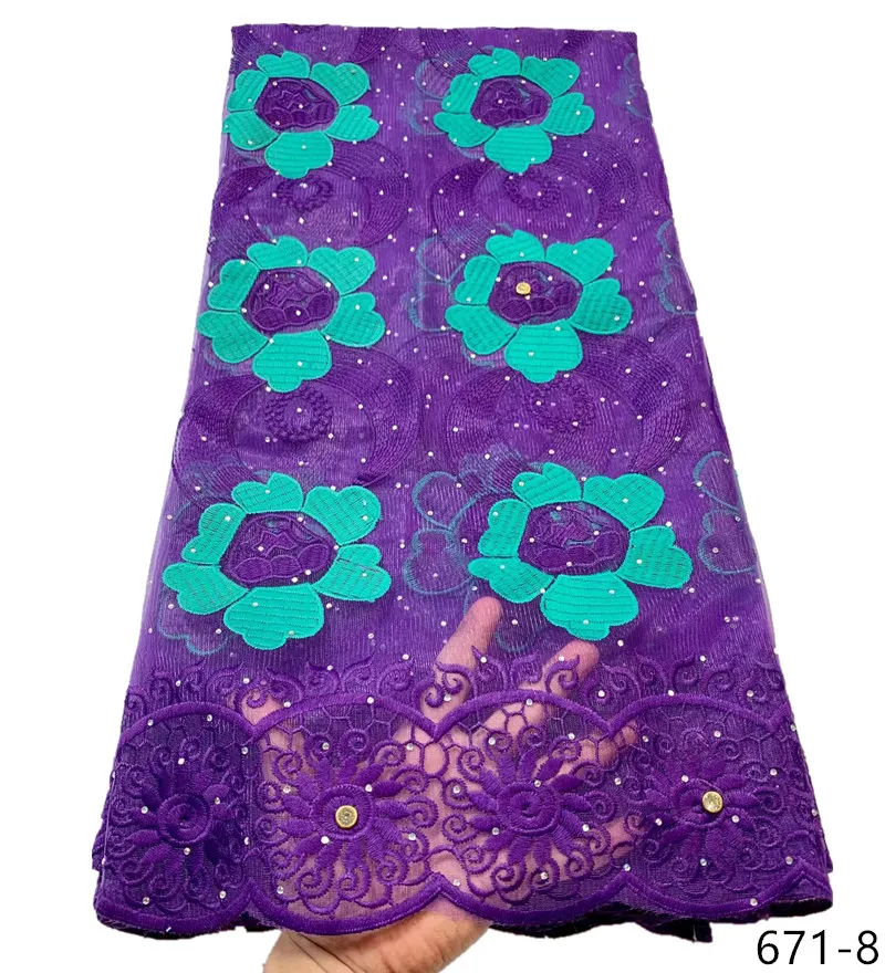 

New Arrival African French Lace Fabric 2021 High Quality Floral Embroidery Tulle Mesh Lace Fabric For Nigerian Party Dress 671