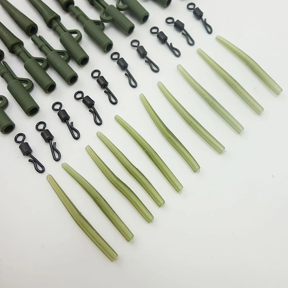 

40PCS Carp Fishing Accessories Kit Rubber Lead Clips Anti Tangle Sleeve Quick Change Rolling Swivels Carp Rig Making Tackle