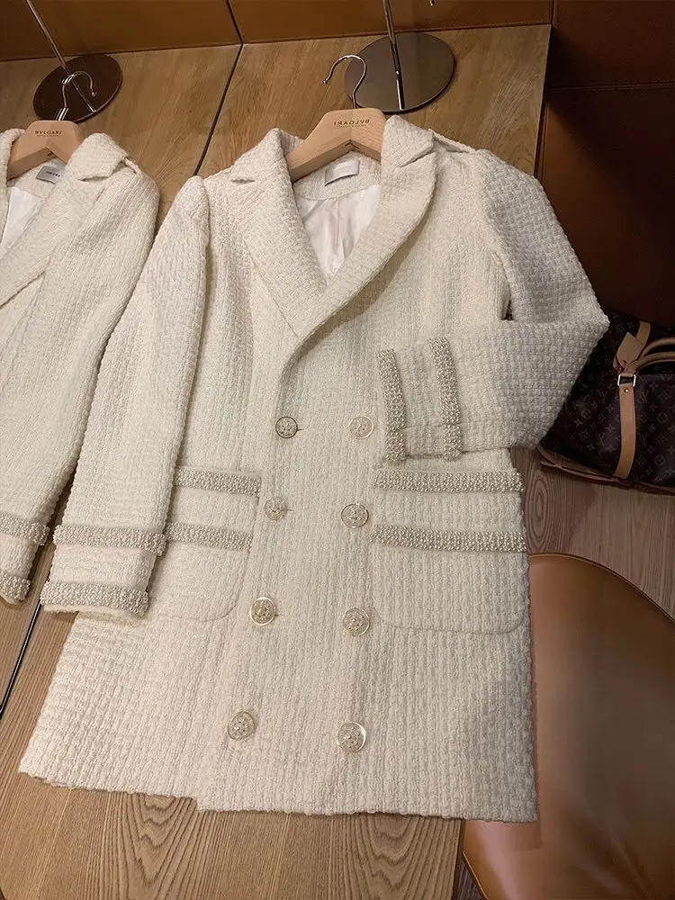 Винтажный твидовый женский пиджак новинка 2020 Весенняя уличная одежда двубортный