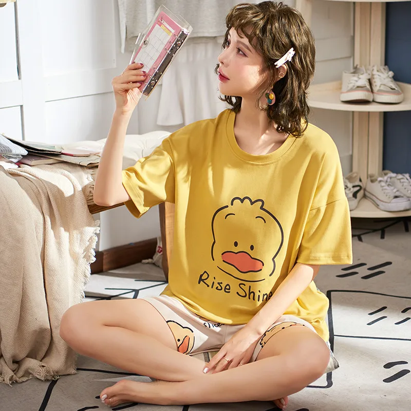 Женский летний Повседневный Спортивный костюм одежда для сна молодых девушек с