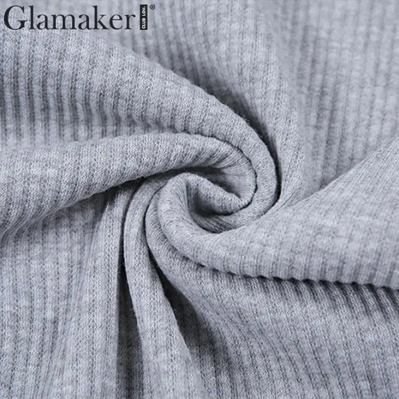 Glamaker вязаный костюм из двух частей сексуальное платье зимнее женское с v-образным вырезом элегантное платье миди осенние вечерние Клубные платья с длинным рукавом облегающее платье