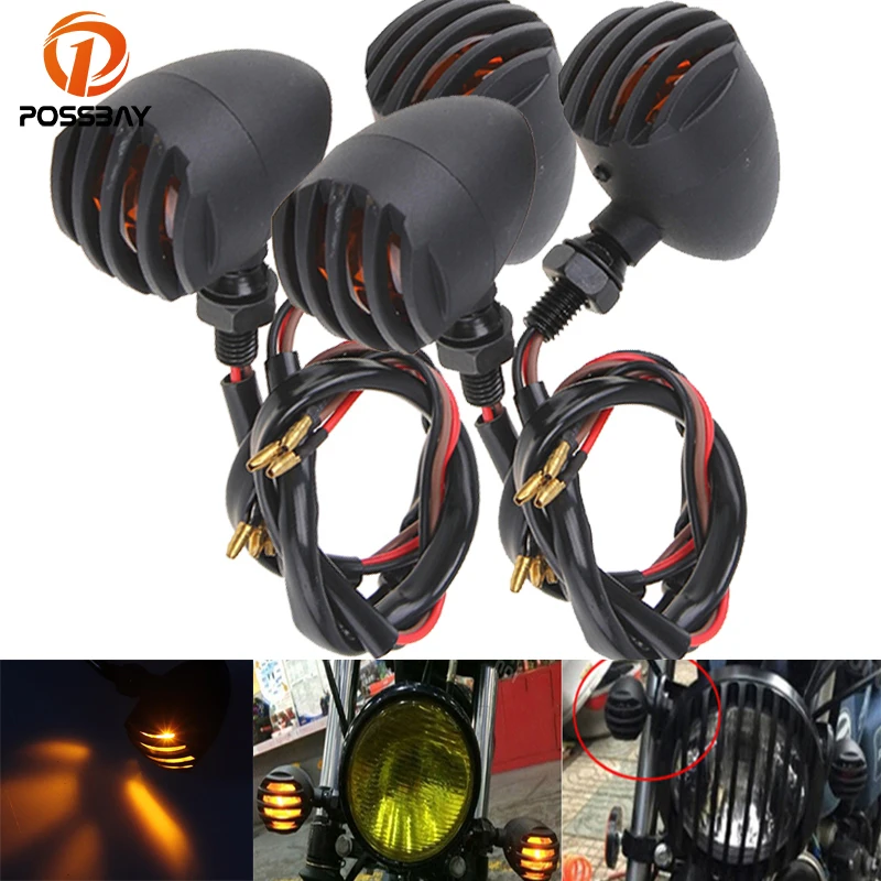 4 шт. светодиодные сигналы поворота POSSBAY для мотоциклов CG125 Yamaha Suzuki Harley Touring Honda|light
