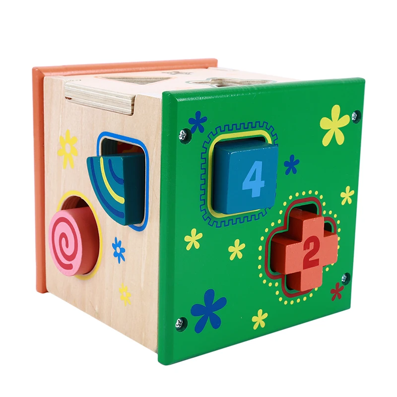

Wooden Intelligence Box Geometric Shape Puzzle Games Color Shape Cognitive Matching Learning Education Toys For Children