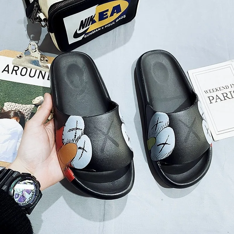 

2021 New Plastic Comfortable Printing Bathroom Round Head Women's Slippers