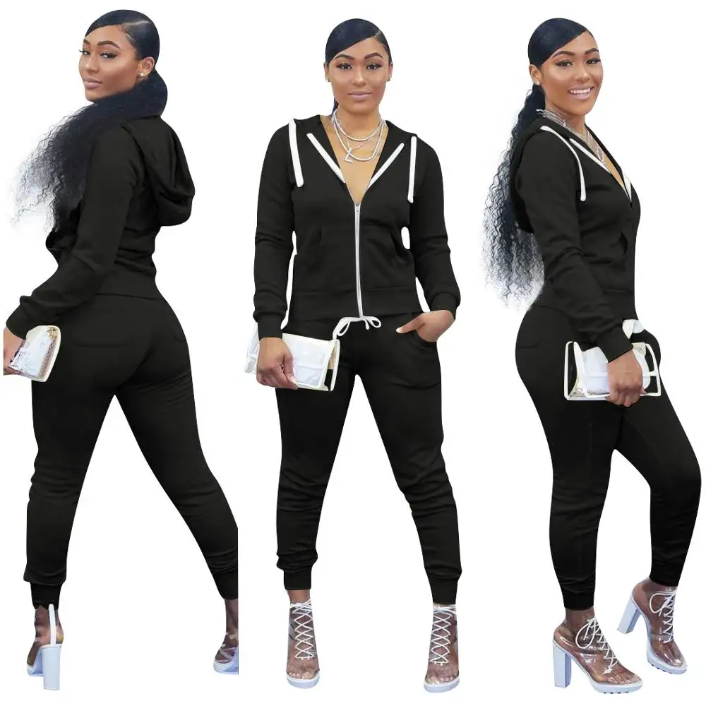 Комплект из двух предметов спортивные костюмы для женщин одноцветные Осень-зима