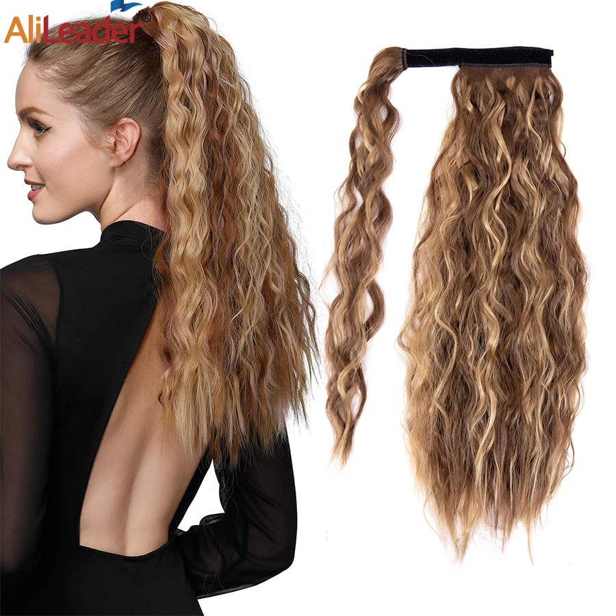 

Alileader Long Corn Wavy Ponytail Synthetic Hair 22Inch 32Color Curly Corn Wavy Long Ponytail Hairpiece Ombre Blonde Pony Tail