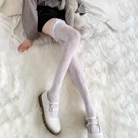 the new sweet lolita long tube white lace mesh gauze women over the knee high tube thigh socks sexy thin section student cute jk