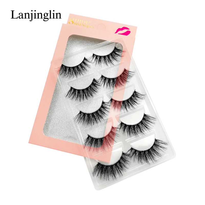 LANJINGLIN, 4/5 пар, норковые ресницы, натуральные, длинные, 3d, норковые накладные ресницы для наращивания, пушистые, без грубости, макияж, накладные ресницы