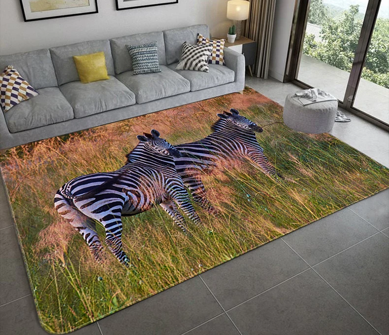 

Animal Zebra pattern carpet Square Anti-Skid Area Floor Mat 3D Rug Non-slip Mat Dining Room Living Room Soft Bedroom Carpet