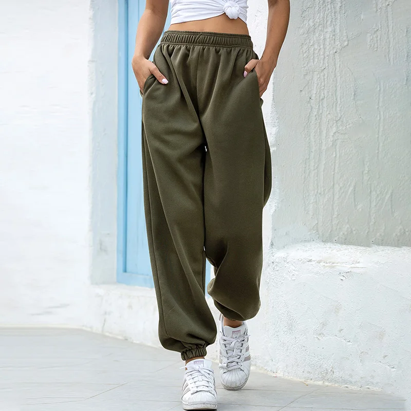 Брюки женские осенние однотонные с эластичным поясом 2021 | Женская одежда