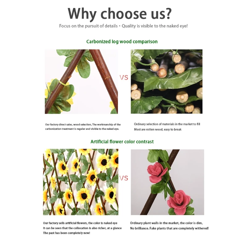 

Garden Expandable Fence Privacy Screen for Balcony Patio Outdoor Decorative Artificial Sunflower Leaves Fencing Panel Decor