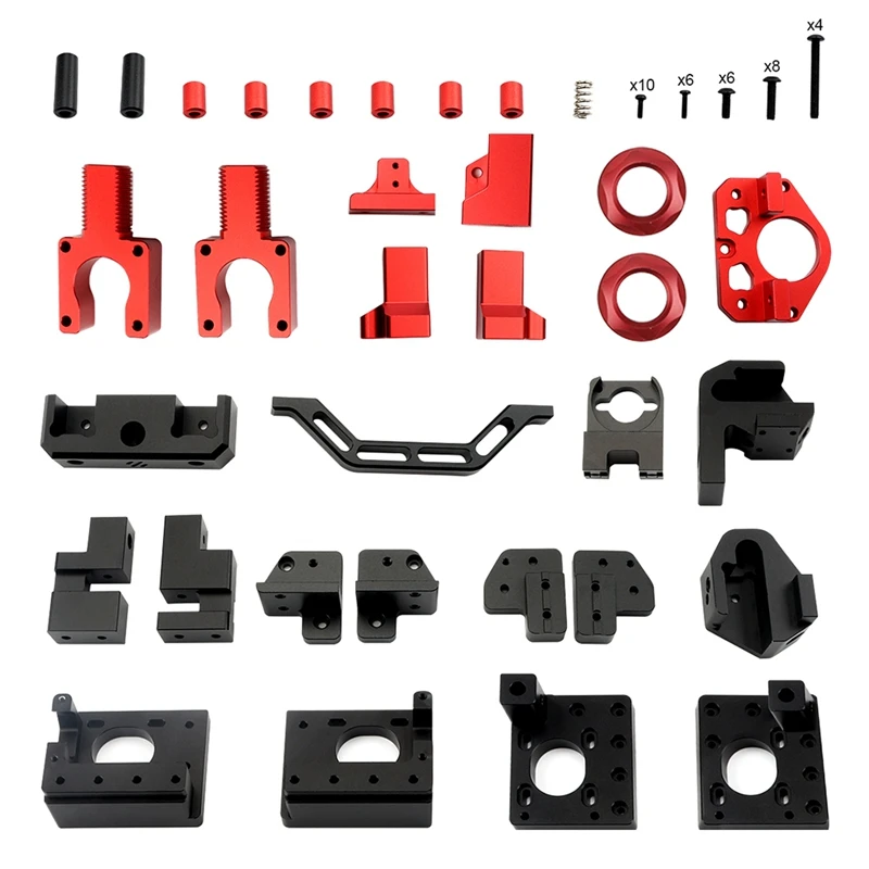 

Voron V0.1 Corexy 3D Printer Frame Kit Black Red CNC Machined Metal Parts