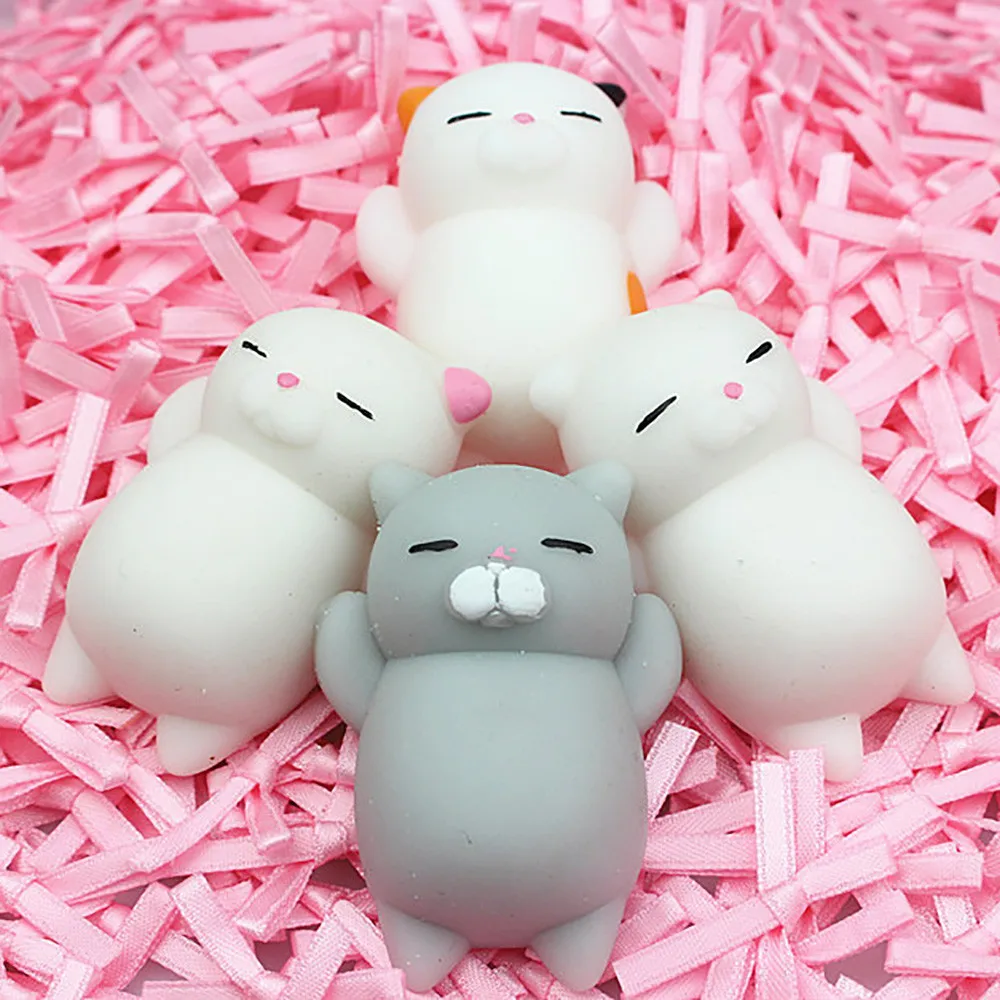 

4pcs Cute Mochi SquishyCat Squeeze Healing Fun Kids Kawaii Toys Stress Reliever Sensory Toy For Kids juguete antiestres niños