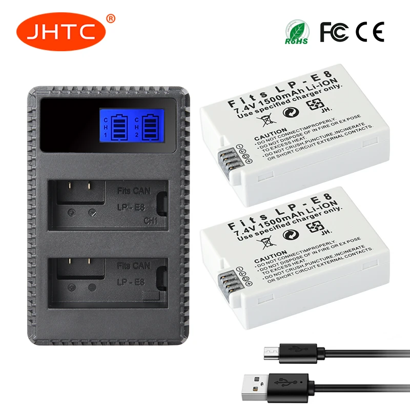 Battery LP E8 1500mah / LPE8 Charger 8.4V For Canon EOS Rebel T3i T2i T4i T5i 600D 550D 650D 700D Kiss X5 X4 X6 X7 Battery LP-E8