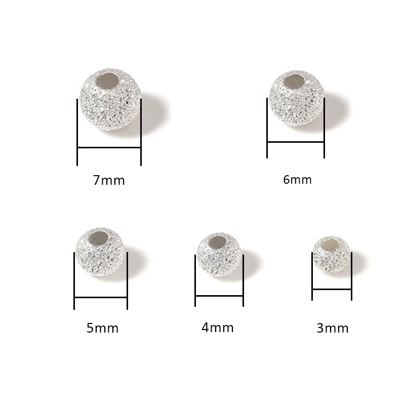 

Louleur 5pcs/lot 925 Sterling Silver Matte Round Beads 3/4/5/6/7mm Hand Made Big Hole Spacer Beads DIY Jewelry Making Accessorie